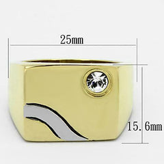 Jewellery Kingdom Signet Cubic Zirconia 18kt Stainless Steel Square Mens Gold Ring - Mens Fine Jewellery - British D'sire