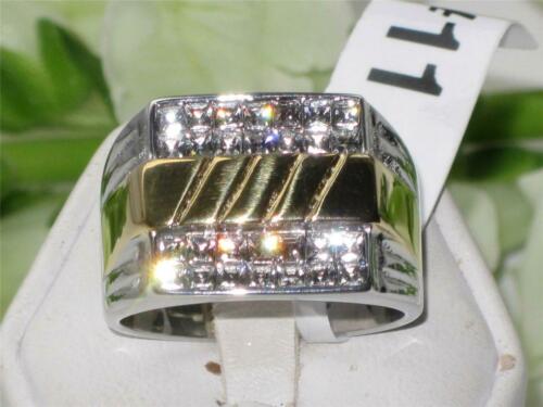 Jewellery Kingdom Signet Cubic Zirconia Stainless Steel Square Mens Ring (Gold) Secondary image