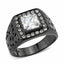 Jewellery Kingdom Signet Cubic Zirconia Pinky Square Princess Stainless Steel Mens Black Ring - Jewelry Rings - British D'sire