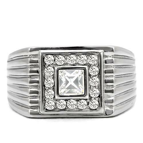 Jewellery Kingdom Signet Cubic Zirconia Square Princess Cut Men's Ring - Jewelry Rings - British D'sire