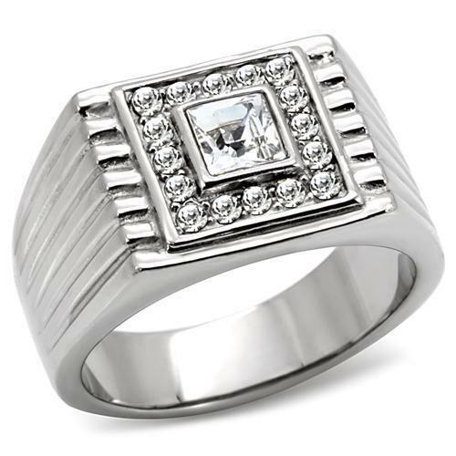 Jewellery Kingdom Signet Cubic Zirconia Square Princess Cut Men's Ring - Jewelry Rings - British D'sire