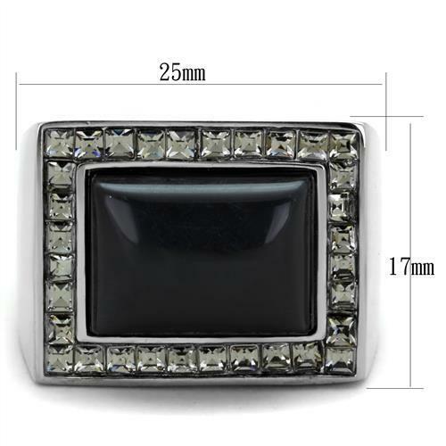 Jewellery Kingdom Signet Emerald Cut Stainless Steel Square Mens Smoke Quartz Ring (Blue) - Rings - British D'sire