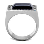 Jewellery Kingdom Signet Emerald Cut Stainless Steel Square Mens Smoke Quartz Ring (Blue) - Rings - British D'sire