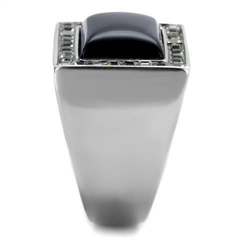 Jewellery Kingdom Signet Emerald Cut Stainless Steel Square Mens Smoke Quartz Ring (Blue) - Rings - British D'sire