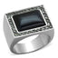 Jewellery Kingdom Signet Emerald Cut Stainless Steel Square Mens Smoke Quartz Ring (Blue) - Rings - British D'sire