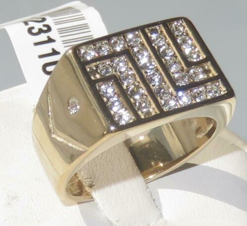 Jewellery Kingdom Signet Pave Steel 18kt Cubic Zirconia stamped Pinky Mens Gold Ring - Jewelry Rings - British D'sire