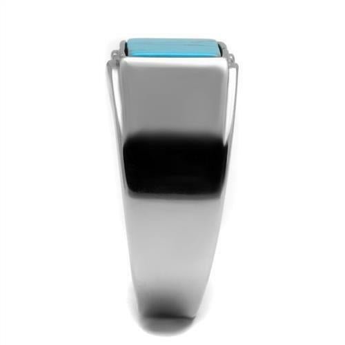 Jewellery Kingdom Signet Pinky Classic Blue Stainless Steel Silver Mens Turquoise Ring - Jewelry Rings - British D'sire