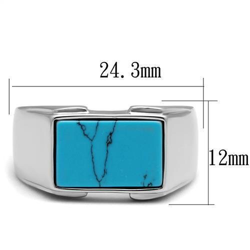 Jewellery Kingdom Signet Pinky Classic Blue Stainless Steel Silver Mens Turquoise Ring Secondary image