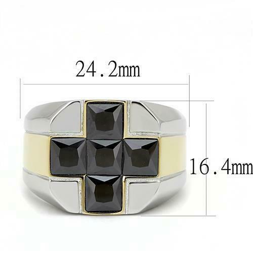 Jewellery Kingdom Signet Pinky Cubic Zirconia Classy Smart 18kt Steel Mens Gold Ring Secondary image