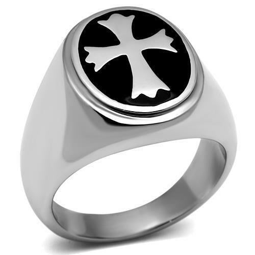 Jewellery Kingdom Signet Pinky Gothic Stainless Steel No Tarnish Biker Menes Cross Ring (Black) - Jewelry Rings - British D'sire Main image