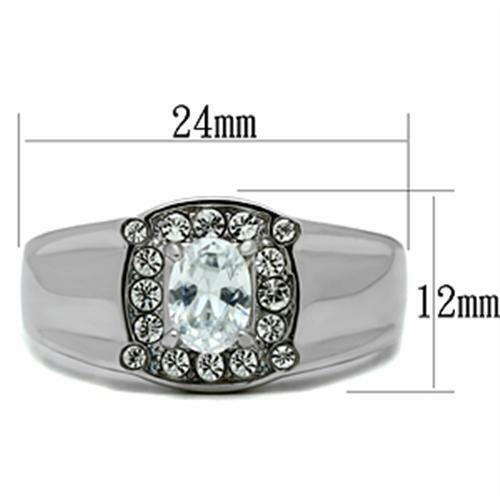 Jewellery Kingdom Signet Pinky Oval Simulated Diamonds Mens Silver Ring - Jewelry Rings - British D'sire Main image