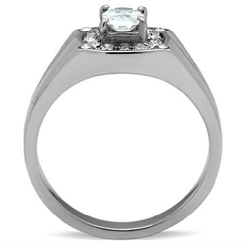 Jewellery Kingdom Signet Pinky Oval Simulated Diamonds Mens Silver Ring Secondary image