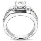 Jewellery Kingdom Signet Pinky Square Cubic Zirconia Stainless Steel Silver Mens Ring - Jewelry Rings - British D'sire