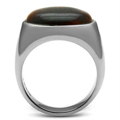 Jewellery Kingdom Signet Pinky Stainless Steel Classy Smart Mens Tiger Eye Ring (Silver & Brown) - Rings - British D'sire