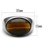 Jewellery Kingdom Signet Pinky Stainless Steel Classy Smart Mens Tiger Eye Ring (Silver & Brown) - Rings - British D'sire