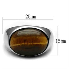 Jewellery Kingdom Signet Pinky Stainless Steel Classy Smart Mens Tiger Eye Ring (Silver & Brown) - Rings - British D'sire