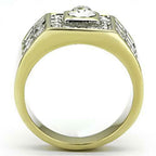 Jewellery Kingdom Signet Steel Bezel Cubic Zirconia Stamped Solid Mens Ring (Gold) - Rings - British D'sire