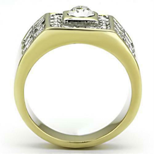 Jewellery Kingdom Signet Steel Bezel Cubic Zirconia Stamped Solid Mens Ring (Gold) - Rings - British D'sire