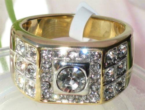 Jewellery Kingdom Signet Steel Bezel Cubic Zirconia Stamped Solid Mens Ring (Gold) Secondary image