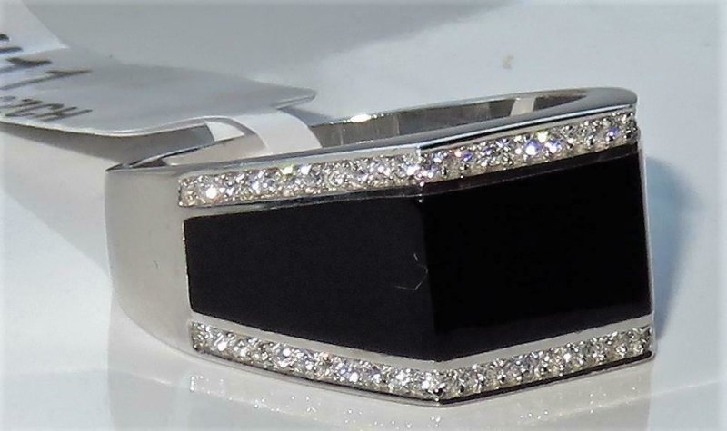 Jewellery Kingdom Signet Sterling Silver 925 Jet Onyx Stamped CZ Pinky Mens Black Ring - Jewelry Rings - British D'sire