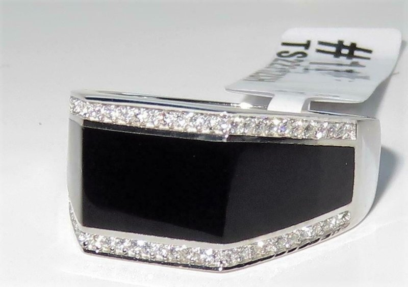 Jewellery Kingdom Signet Sterling Silver 925 Jet Onyx Stamped CZ Pinky Mens Black Ring - Jewelry Rings - British D'sire