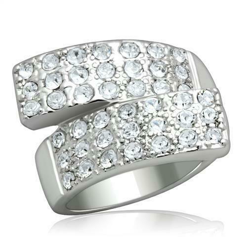Jewellery Kingdom Silver Band Simulated Diamonds Ladies Pave Set Ring - Jewelry Rings - British D'sire Main image