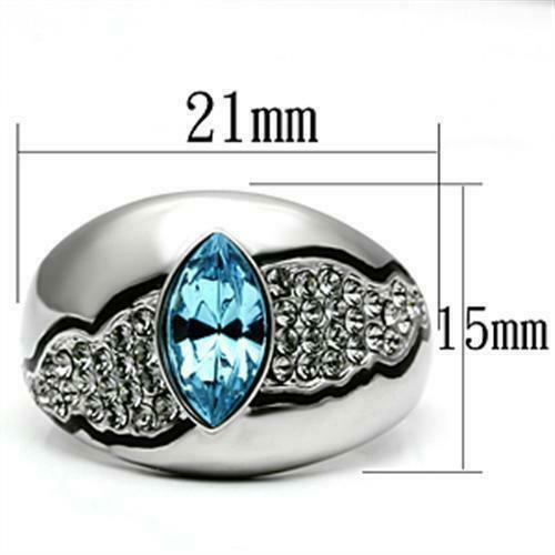 Jewellery Kingdom Blue Topaz Marquise Stainless Steel Ladies Ring (Silver) Secondary image