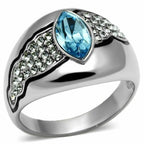 Jewellery Kingdom Silver Blue Topaz Cz Marquise Stainless Steel Ladies Ring - Jewelry Rings - British D'sire
