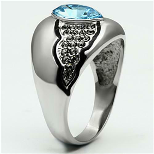 Jewellery Kingdom Silver Blue Topaz Cz Marquise Stainless Steel Ladies Ring - Jewelry Rings - British D'sire