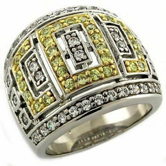 Jewellery Kingdom Silver Citrine Dome Ladies Greek Key Sterling Silver Pave Ring (Yellow) - Jewelry Rings - British D'sire