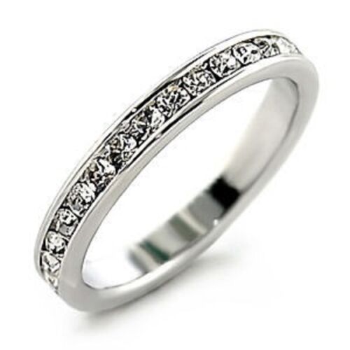 Jewellery Kingdom Silver Eternity 3mm CZ Sterling Silver Channel Set Stacking Ladies Ring - Jewelry Rings - British D'sire Main image