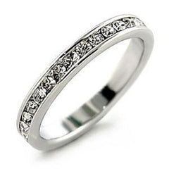 Jewellery Kingdom Silver Eternity 3mm CZ Sterling Silver Channel Set Stacking Ladies Ring - Jewelry Rings - British D'sire
