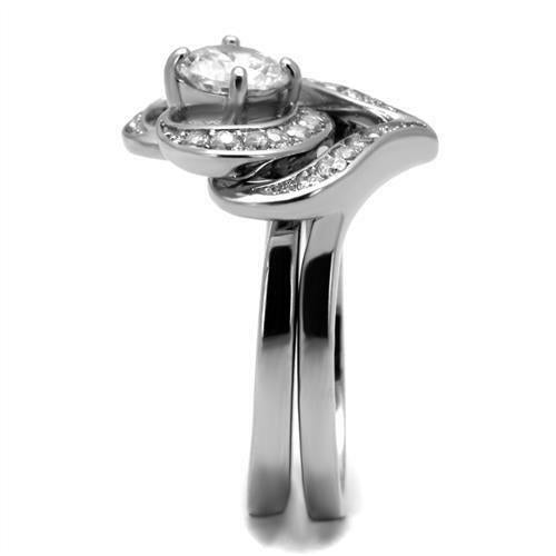 Jewellery Kingdom Silver Heart Shape Ring Set Engagement Band Wedding Stainless Steel - Jewelry Rings - British D'sire