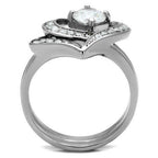 Jewellery Kingdom Silver Heart Shape Ring Set Engagement Band Wedding Stainless Steel - Jewelry Rings - British D'sire