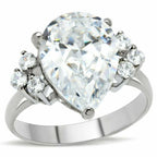 Jewellery Kingdom Silver Ladies Cocktail Cubic Zirconia Stainless Steel Pear Ring - Jewelry Rings - British D'sire