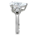 Jewellery Kingdom Silver Ladies Cocktail Cubic Zirconia Stainless Steel Pear Ring - Jewelry Rings - British D'sire
