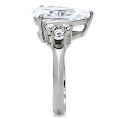 Jewellery Kingdom Silver Ladies Cocktail Cubic Zirconia Stainless Steel Pear Ring - Jewelry Rings - British D'sire