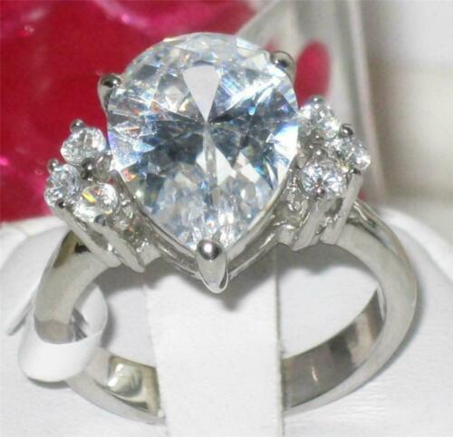 Jewellery Kingdom Silver Ladies Cocktail Cubic Zirconia Stainless Steel Pear Ring - Jewelry Rings - British D'sire