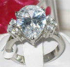 Jewellery Kingdom Silver Ladies Cocktail Cubic Zirconia Stainless Steel Pear Ring - Jewelry Rings - British D'sire