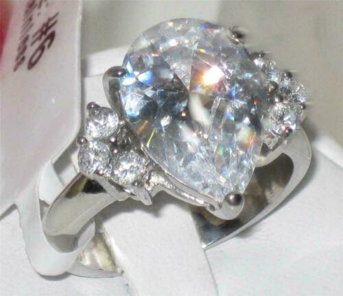 Jewellery Kingdom Silver Ladies Cocktail Cubic Zirconia Stainless Steel Pear Ring - Jewelry Rings - British D'sire