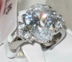 Jewellery Kingdom Silver Ladies Cocktail Cubic Zirconia Stainless Steel Pear Ring - Jewelry Rings - British D'sire