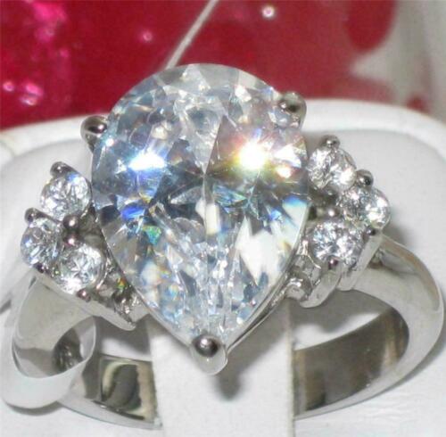 Jewellery Kingdom Silver Ladies Cocktail Cubic Zirconia Stainless Steel Pear Ring - Jewelry Rings - British D'sire
