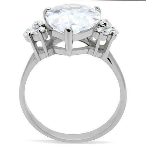Jewellery Kingdom Silver Ladies Cocktail Cubic Zirconia Stainless Steel Pear Ring - Jewelry Rings - British D'sire
