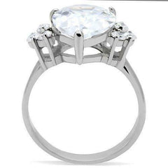 Jewellery Kingdom Silver Ladies Cocktail Cubic Zirconia Stainless Steel Pear Ring - Jewelry Rings - British D'sire