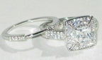 Jewellery Kingdom Silver Princess Set Wedding Engagement Ladies Simulated Diamonds Steel Ring - Jewelry Rings - British D'sire