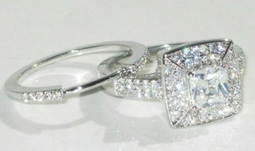 Jewellery Kingdom Silver Princess Set Wedding Engagement Ladies Simulated Diamonds Steel Ring - Jewelry Rings - British D'sire