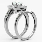 Jewellery Kingdom Silver Princess Set Wedding Engagement Ladies Simulated Diamonds Steel Ring - Jewelry Rings - British D'sire
