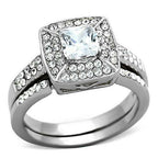 Jewellery Kingdom Silver Princess Set Wedding Engagement Ladies Simulated Diamonds Steel Ring - Jewelry Rings - British D'sire