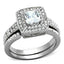Jewellery Kingdom Silver Princess Set Wedding Engagement Ladies Simulated Diamonds Steel Ring - Jewelry Rings - British D'sire