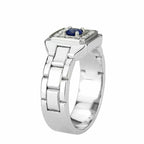 Jewellery Kingdom Silver Signet Cubic Zirconia Pinky Stainless Steel Mens Sapphire Ring - Jewelry Rings - British D'sire